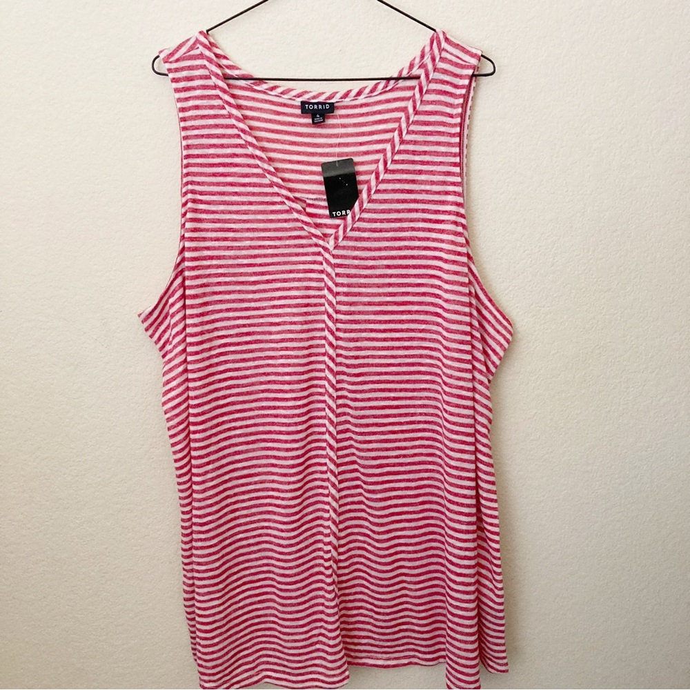 Torrid Striped V Neck Swing Tank Top